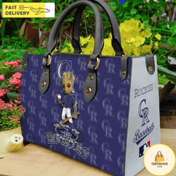 colorado rockies groot women leather hand bag, custom bag