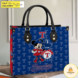 texas rangers minnie women leather hand bag, custom bag