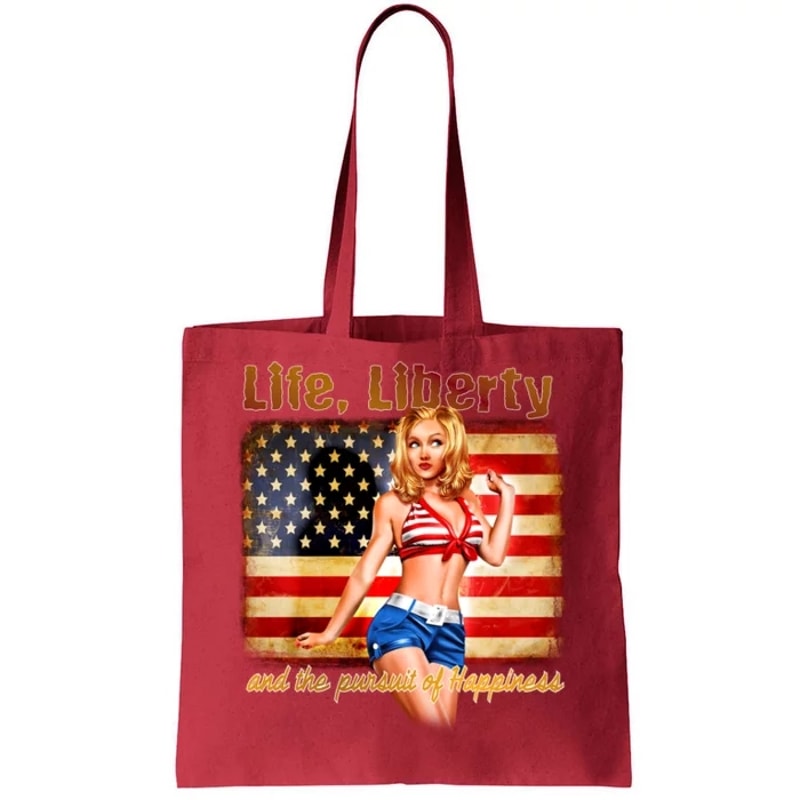 American Pinup Girl - Life Liberty And The Pursuit Of Happiness Tote Bag.jpg
