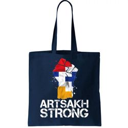 armenian protest artsakh strong flag colors fist tote bag