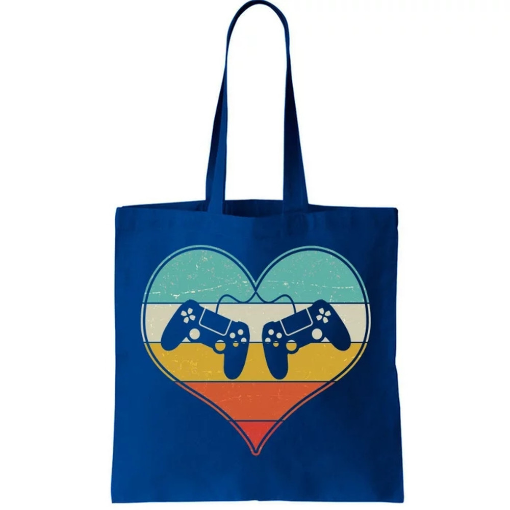 Cool Vintage Valentine Video Gamer Fan Tote Bag.jpg