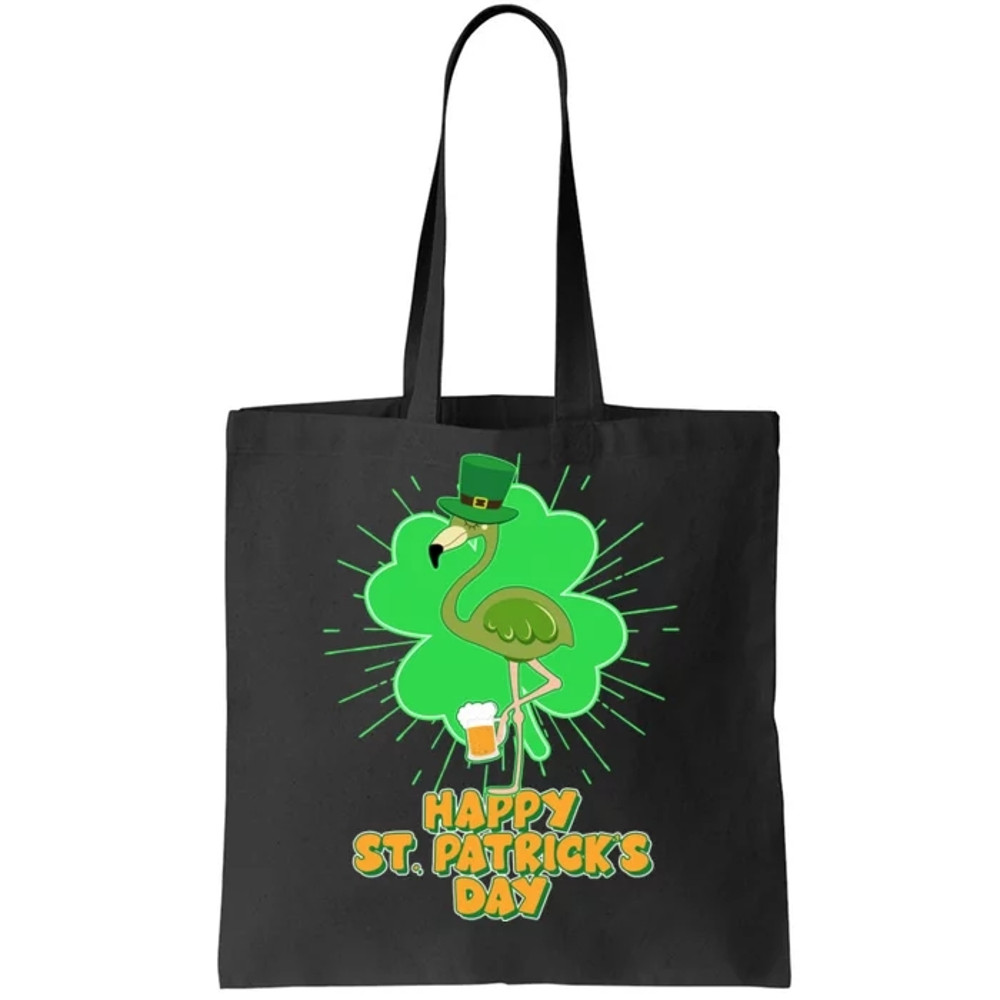 Cute St. Patrick's Day Flamingo With Beer Tote Bag.jpg