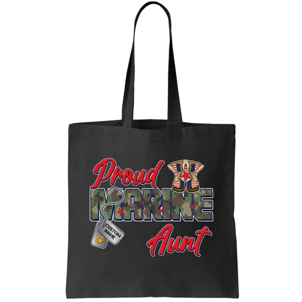 Proud Marine Aunt Personalize Dog Tags Tote Bag.jpg