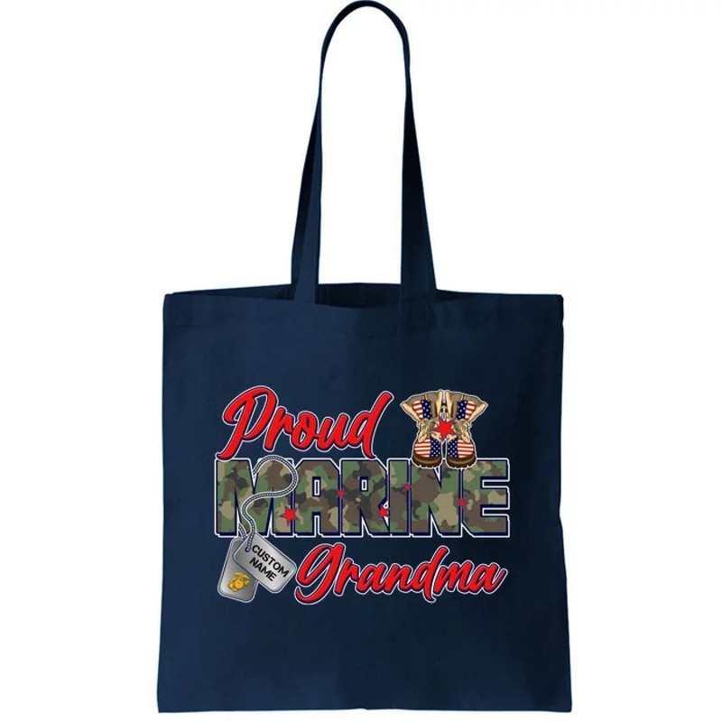 Proud Marine Grandma Personalize Dog Tags Tote Bag.jpg