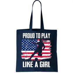 proud to play like a girl usa soccer tote bag