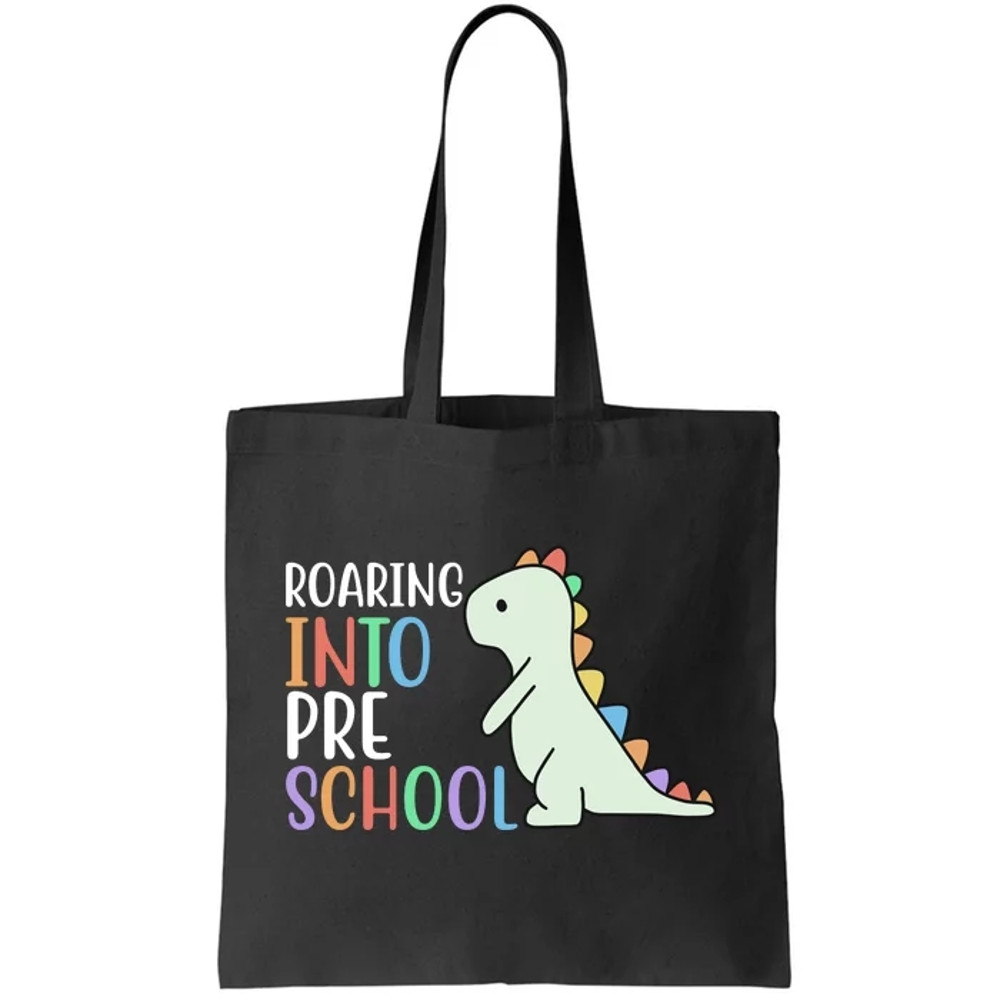 Roaring Into Pre School Cute Dinosaur Tote Bag.jpg