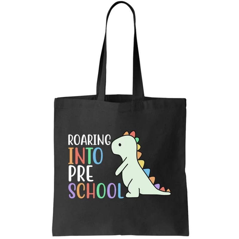 Roaring Into Pre School Cute Dinosaur Tote Bag.jpg
