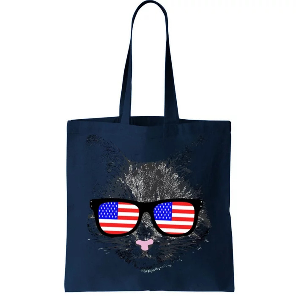 USA Cat Wearing American Flag Glasses Tote Bag.jpg