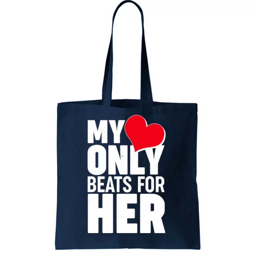 Valentine's Day My Heart Only Beats for Her Matching Couples Tote Bag.jpg
