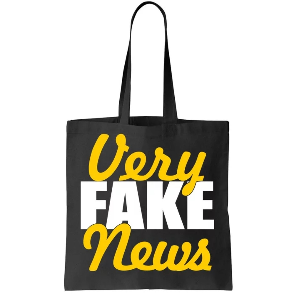 Very Fake News Black & Gold Script Tote Bag.jpg