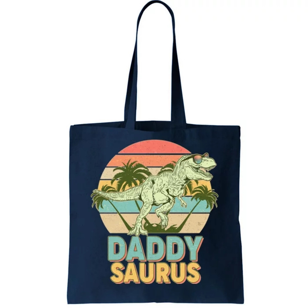 Vintage Retro Daddy Saurus T-Rex Dinosaur Tote Bag.jpg