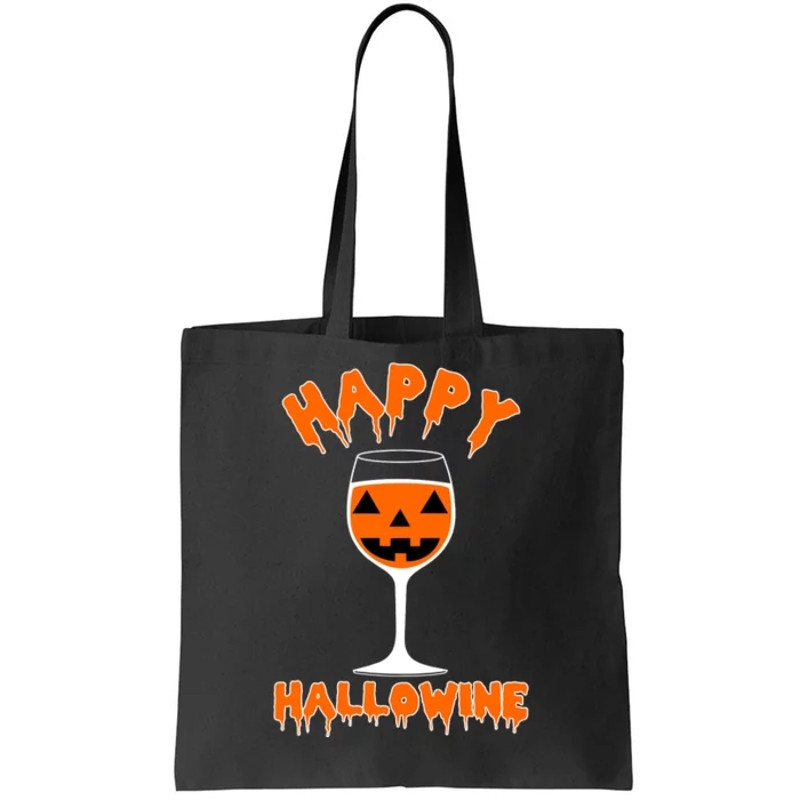 Happy Hallowine Funny Halloween Wine Tote Bag.jpg