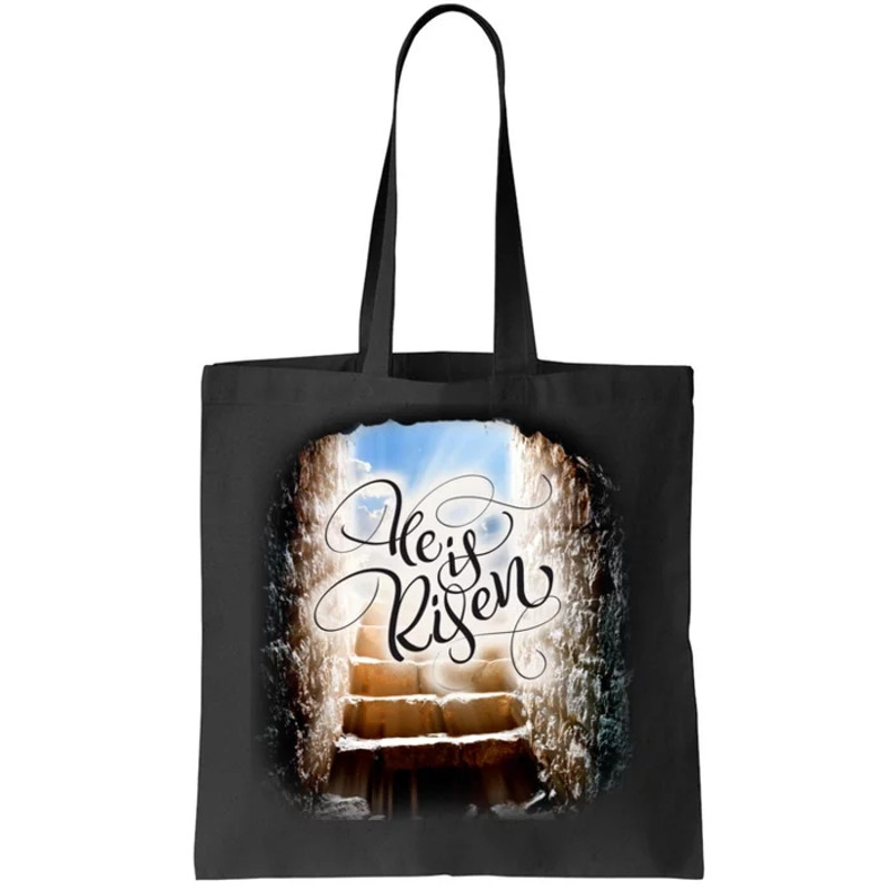 He Has Risen Jesus Christ Tomb Tote Bag.jpg