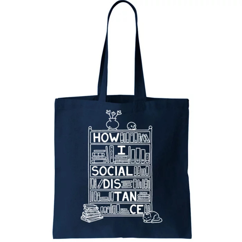 How I Social Distance Book Lover Tote Bag.jpg