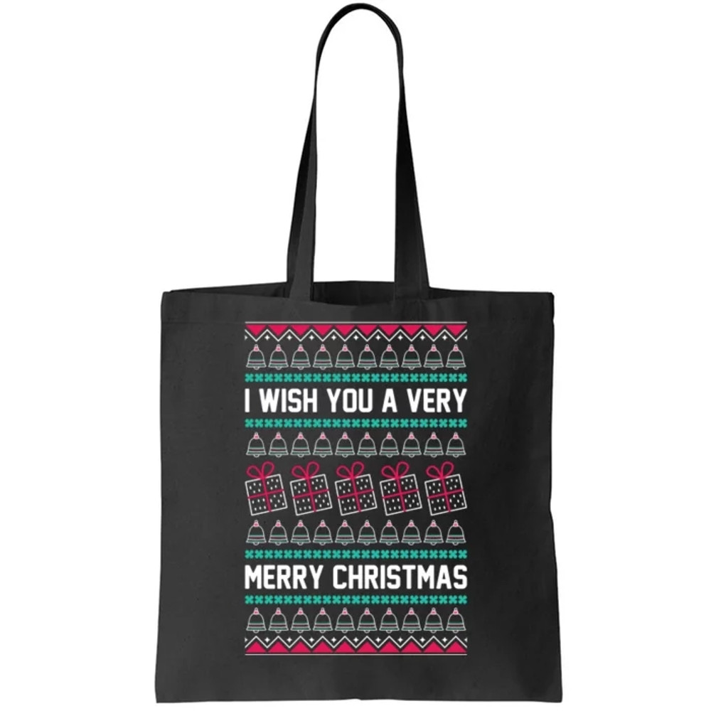 I Wish You A Very Merry Christmas Cute Ugly Sweater Tote Bag.jpg