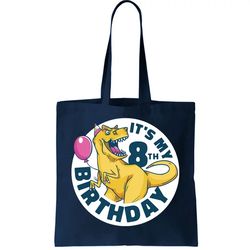its my 8th birthday dinosaur tote bag