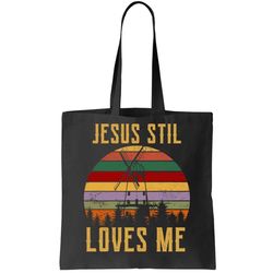 jesus still loves me vintage windmill tote bag
