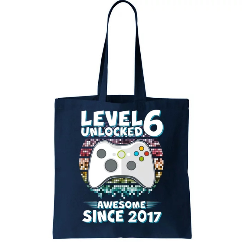 Level 6 Unlocked Awesome Since 2017 Gamer Birthday Tote Bag.jpg