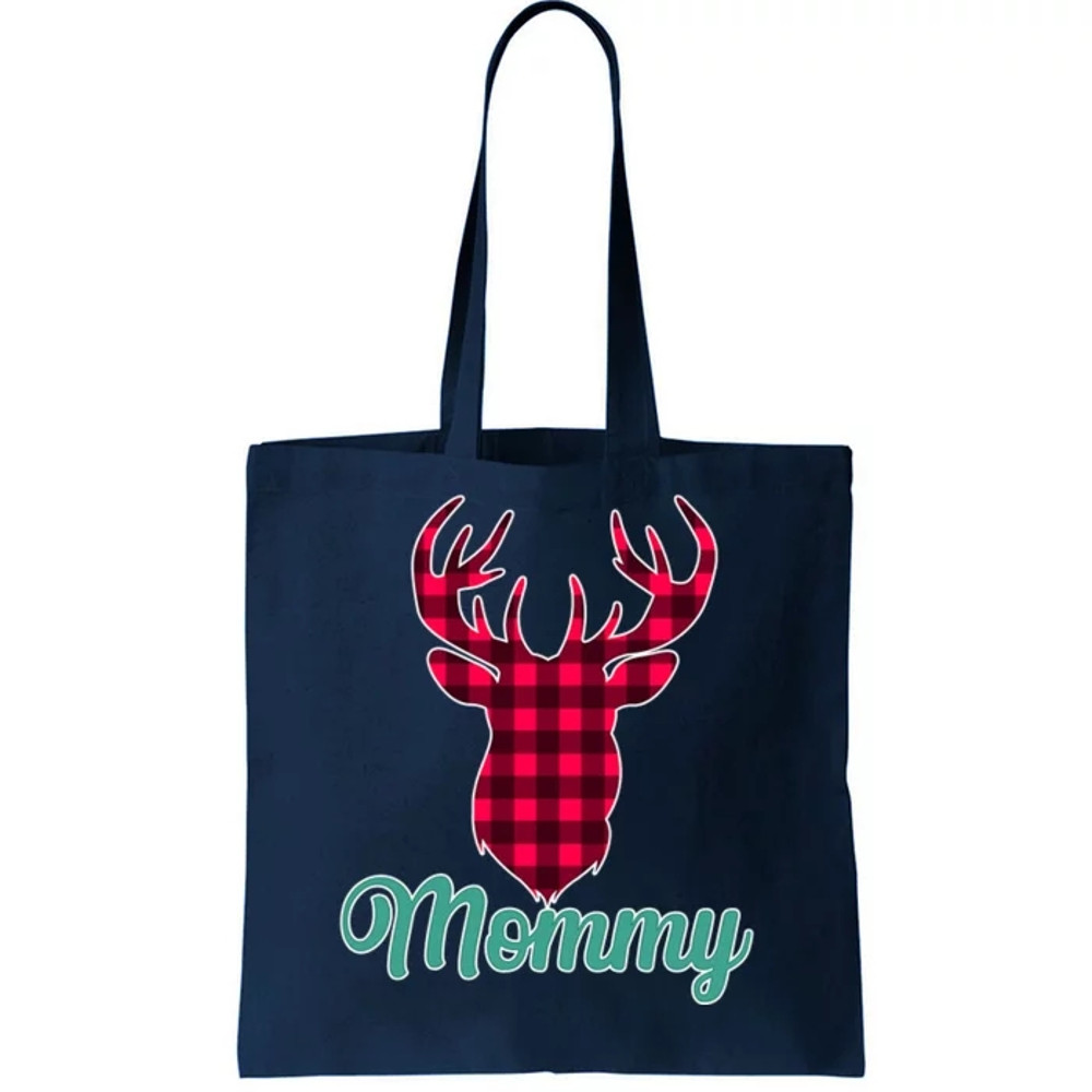 Matching Holiday Family Plaid Reindeer Mommy Tote Bag.jpg