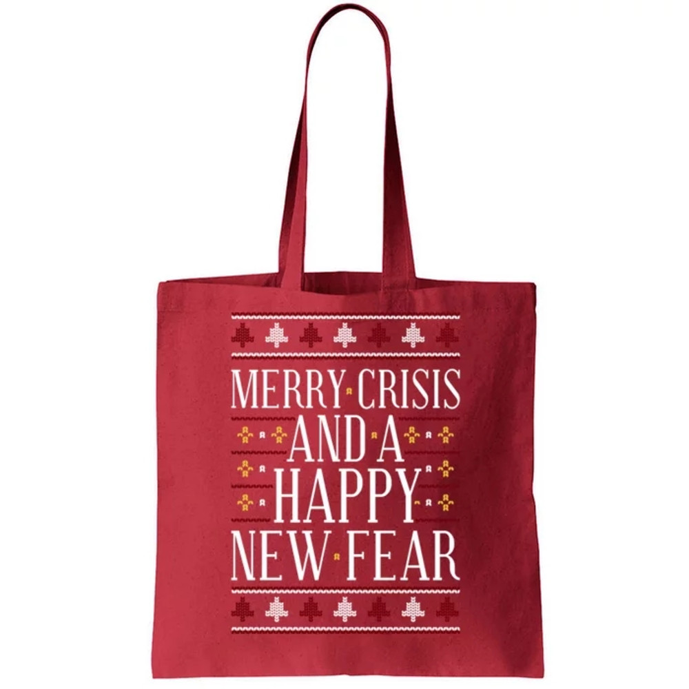 Merry Crisis Ugly Christmas Sweater Tote Bag.jpg
