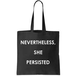 Nevertheless, She Persisted. Script Gold Glitter Print Tote Bag