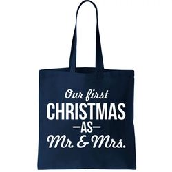 our first christmas as mr. and mrs. tote bag