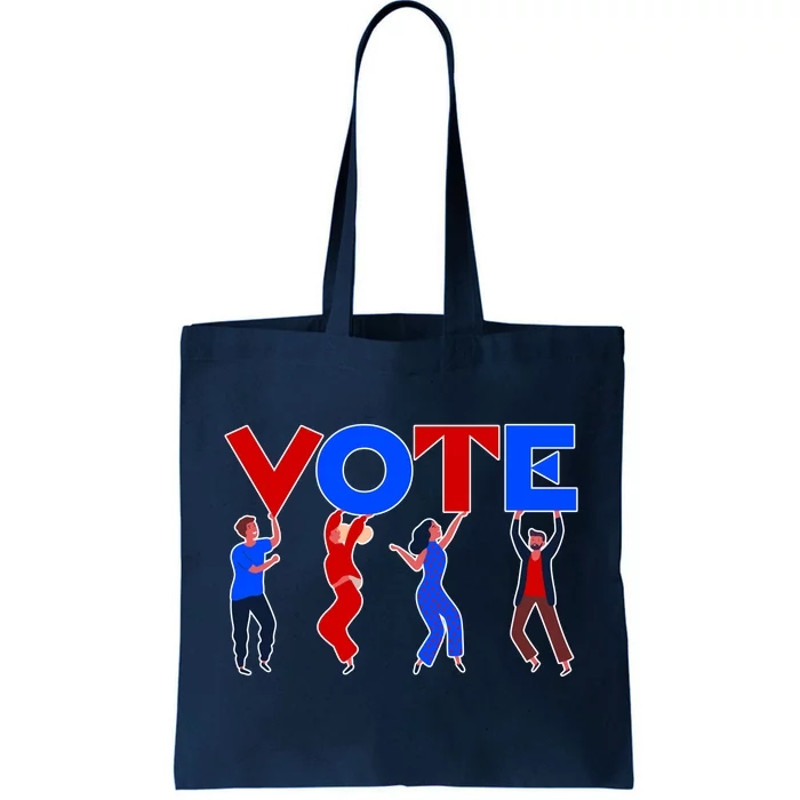 People Holding VOTE Letters Red White Blue Version Tote Bag.jpg