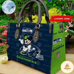 Custom Name NFL Seattle Seahawks Leather Bag, Custom Bag, Sport Bag