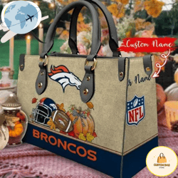 Denver Broncos Autumn Women Leather Hand Bag, Custom Bag, Sport Bag