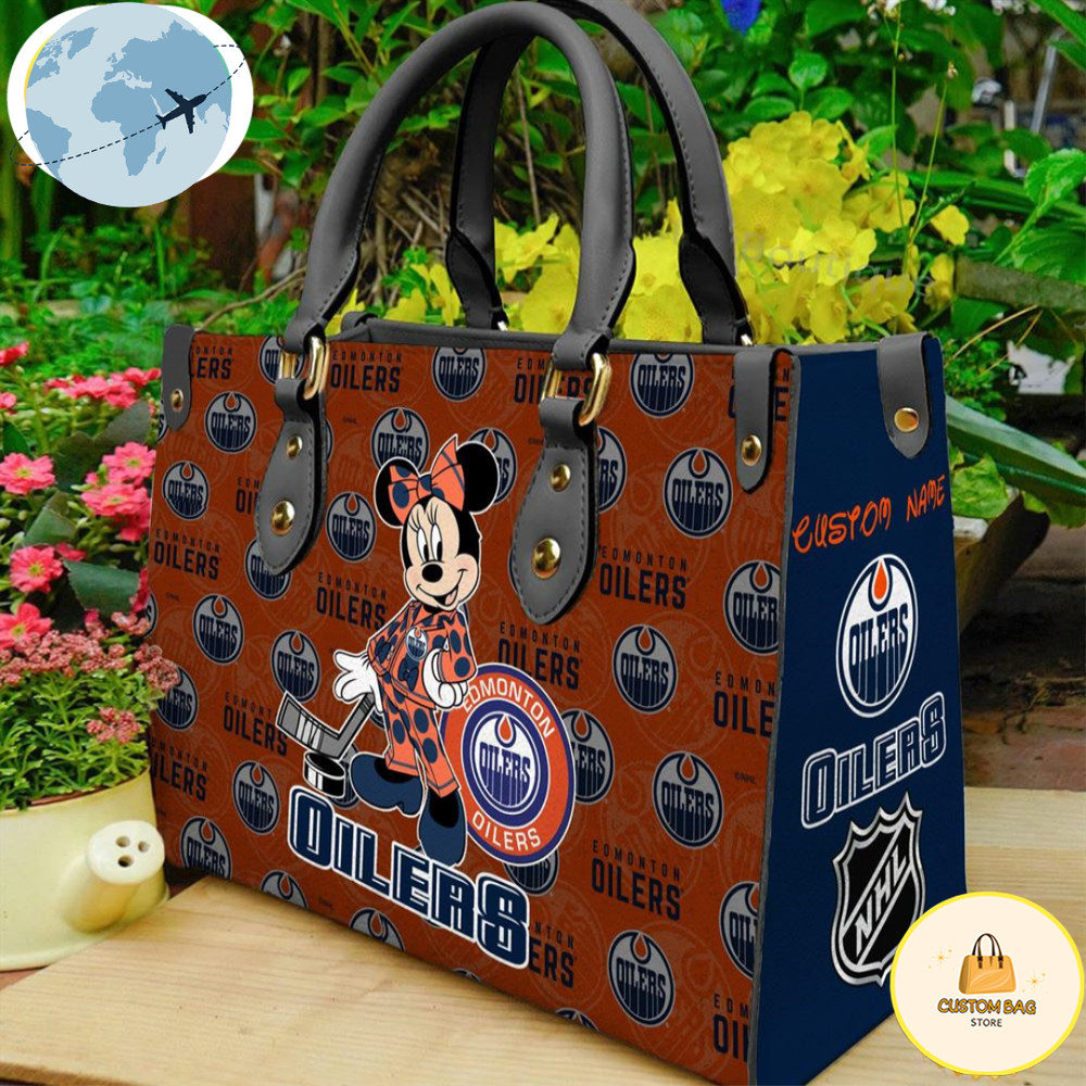 Edmonton Oilers NHL Minnie Women Leather Hand Bag.jpg