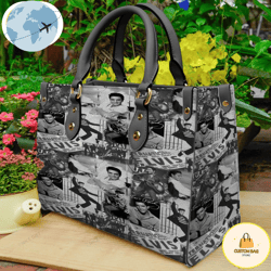 elvis presley women 3d gray leather handbag, custom bag, sport bag