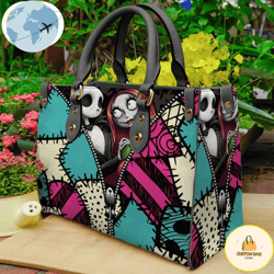 jack skellington and sally  leather bag, custom bag, sport bag