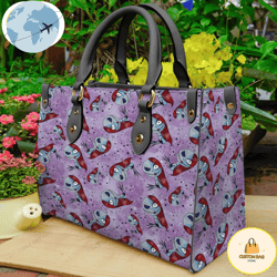 jack skellington and sally women leather bag, custom bag, sport bag