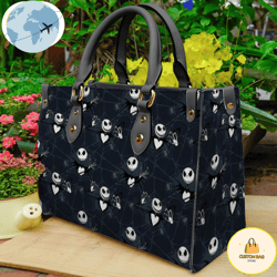 Jack Skellington Women 3D Black Leather Bag, Custom Bag, Sport Bag