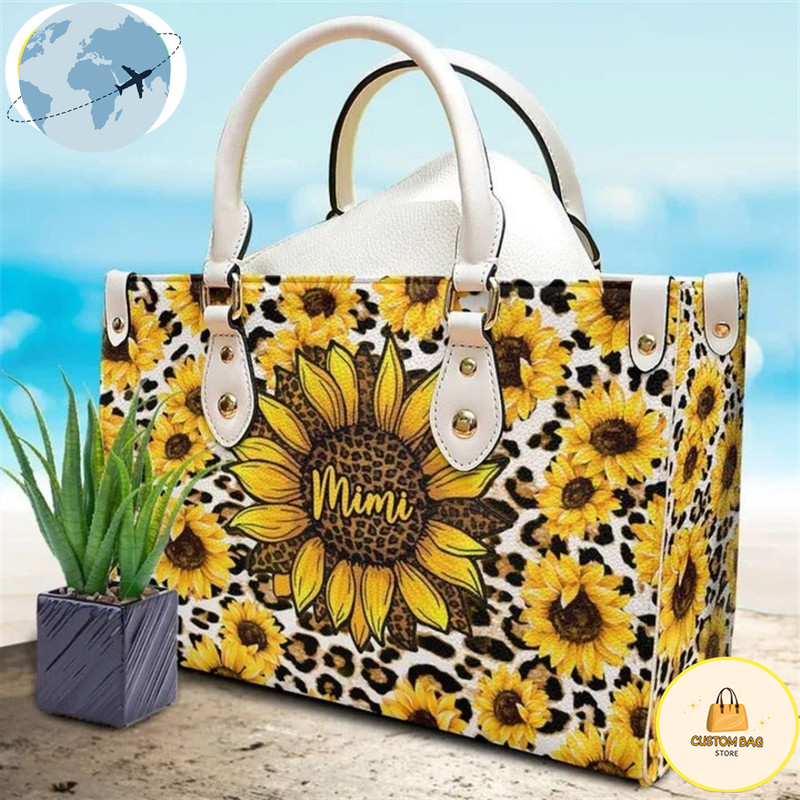 Leopard Sunflower Personalized Leather Bag.jpg