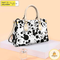 black white mickey handbag, anniversary mickey handbag, disney leatherr handbag
