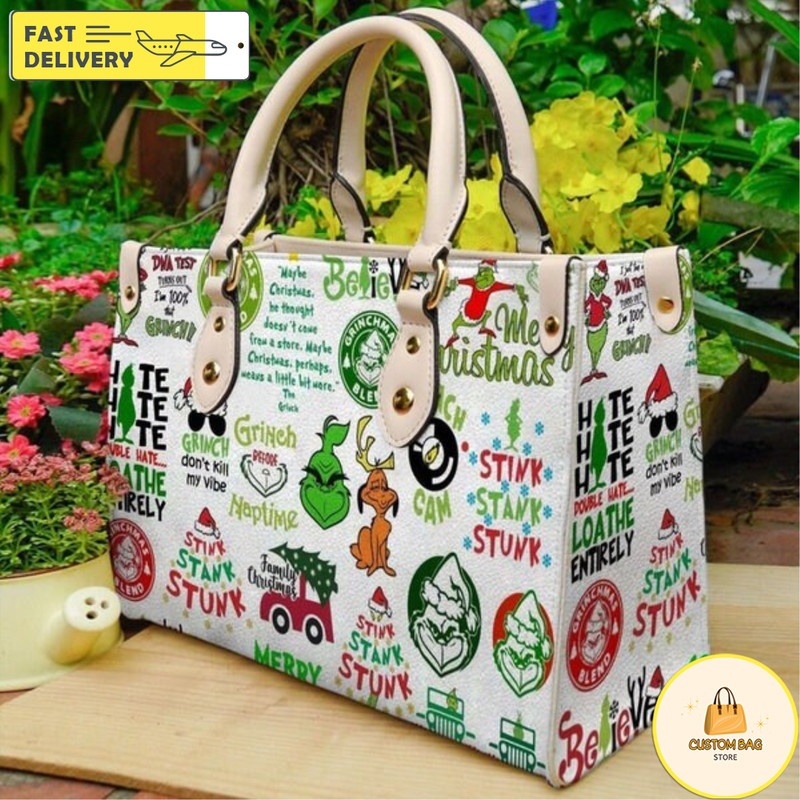 Christmas Grinch HighQuality Handbag, Grinch Lover Handbag, Custom Leather Bag 15.jpg