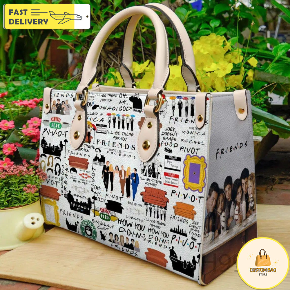 Friends Sticker Collection Leather Bag Women Leather Hand Bag, Women Leather Bag, Music Trending Handbag.jpg