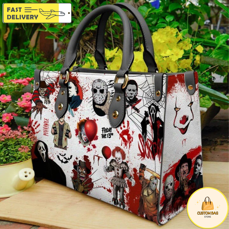 Halloween Leather Handbag, Michael Myers Handbag, Horror Movie Characters Bag.jpg