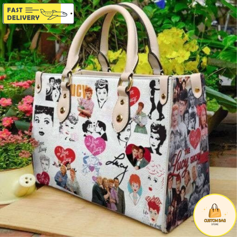 I Love Lucy Funny Art Collection Leather Bag, Personalized Handbag, Women Leather Bag 1.jpg