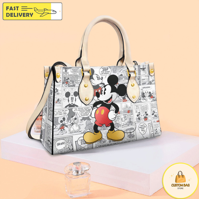 Newspaper Mickey Handbag, Anniversary Mickey Handbag, Disney Leatherr Handbag.jpg