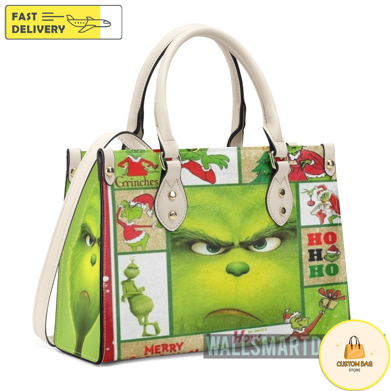Personalized Cute Grinch Collection Handbag, The Grinch Handbag, Grinch Leatherr Handbag.jpg