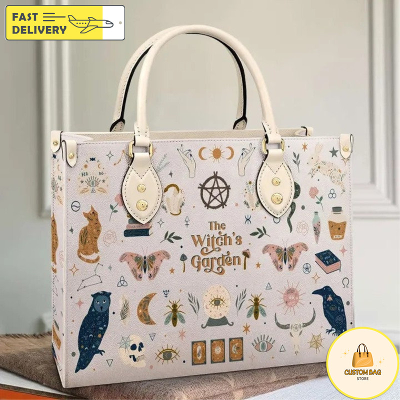Wicca Leather Bag The Witchs Garden Handbag, Wicca Handbag, Custom Leather Bag, Woman Handbag.jpg