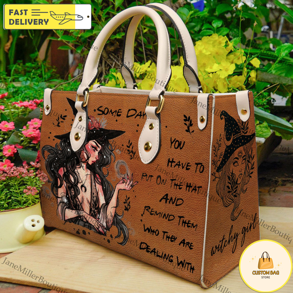 Witch Halloween Beautiful Leather Handbag, Witch Halloween Leather Bag, Halloween Handbag, Woman Shoulder Bag.jpg