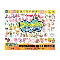 1500 spongebob mega bundle, gary svg, squidward svg, patrick svg
