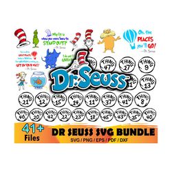 41 dr seuss bundle svg, dr seuss svg, cat in the hat svg