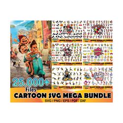25000 cartoon bundle svg, disney svg, princess svg, anime svg