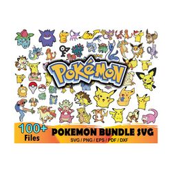 100 pokemon bundle svg, pokemon svg, pikachu svg bundle