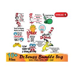10 dr seuss bundle svg, lorax svg, green eggs and ham