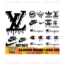 fashion brand dripping logo bundle svg, louis vuitton svg, nike svg